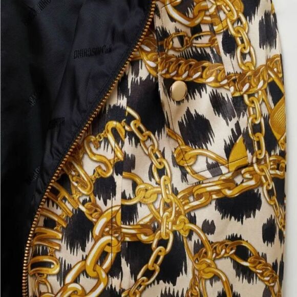 H&M x Moschino TV Mini Gold Black Dress Chain Print Size 0 - Picture 5 of 15